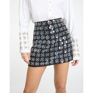 TANYA TAYLOR ARI CRYSTAL SEQUINS BLACK MINI DRESS SIZE 12 $525